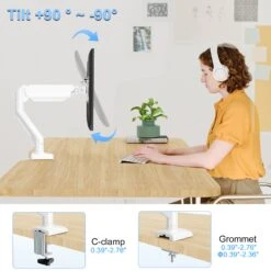 Single Monitor Desk Mount For Max 32'' Monitors MUA8005W -Mountup Store TILT d8ff9a25 c835 4bb6 b682 132a7ee23c14